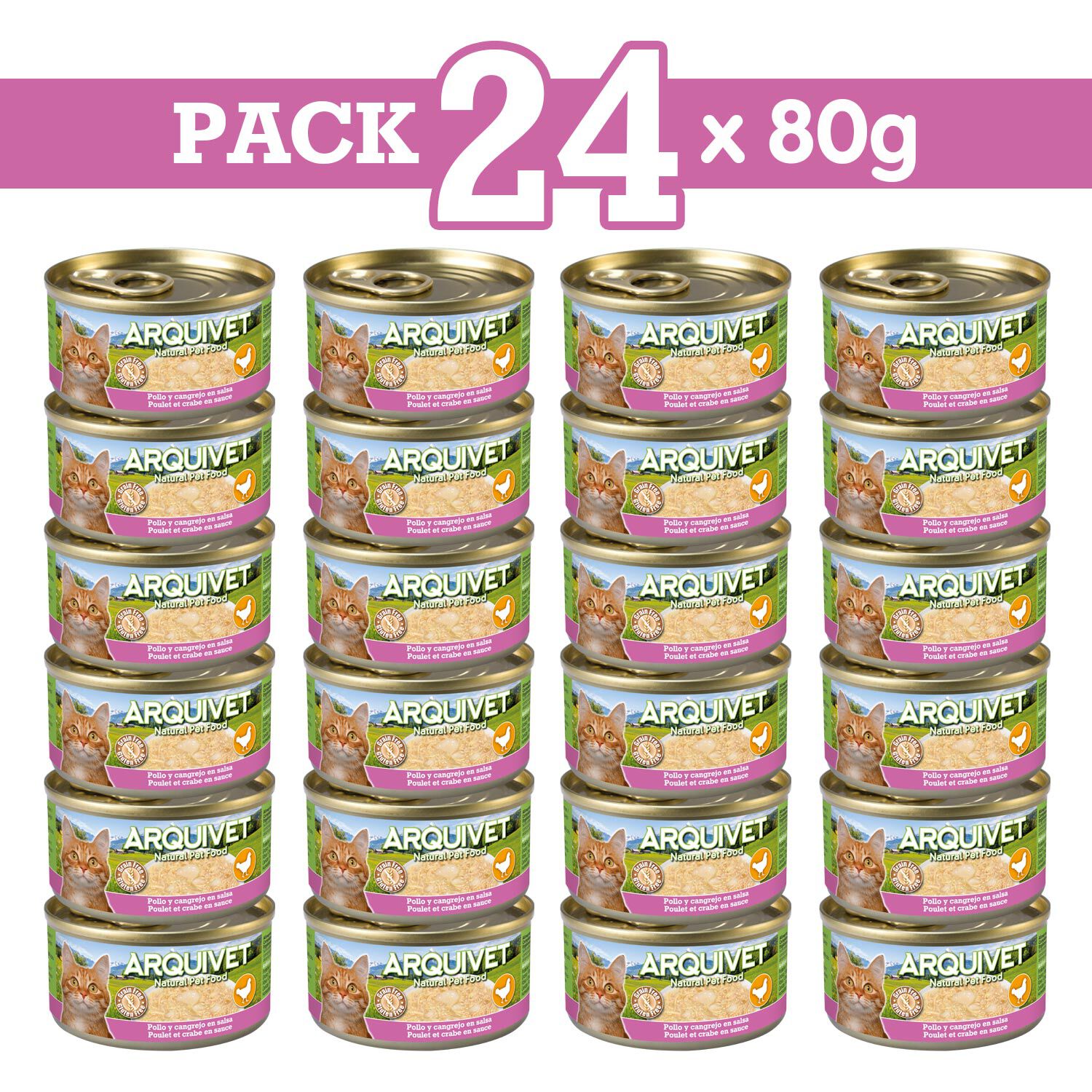 PACK 24 LATAS Pollo en salsa con Palito de Cangrejo 80gr., , large Imagen numero 1