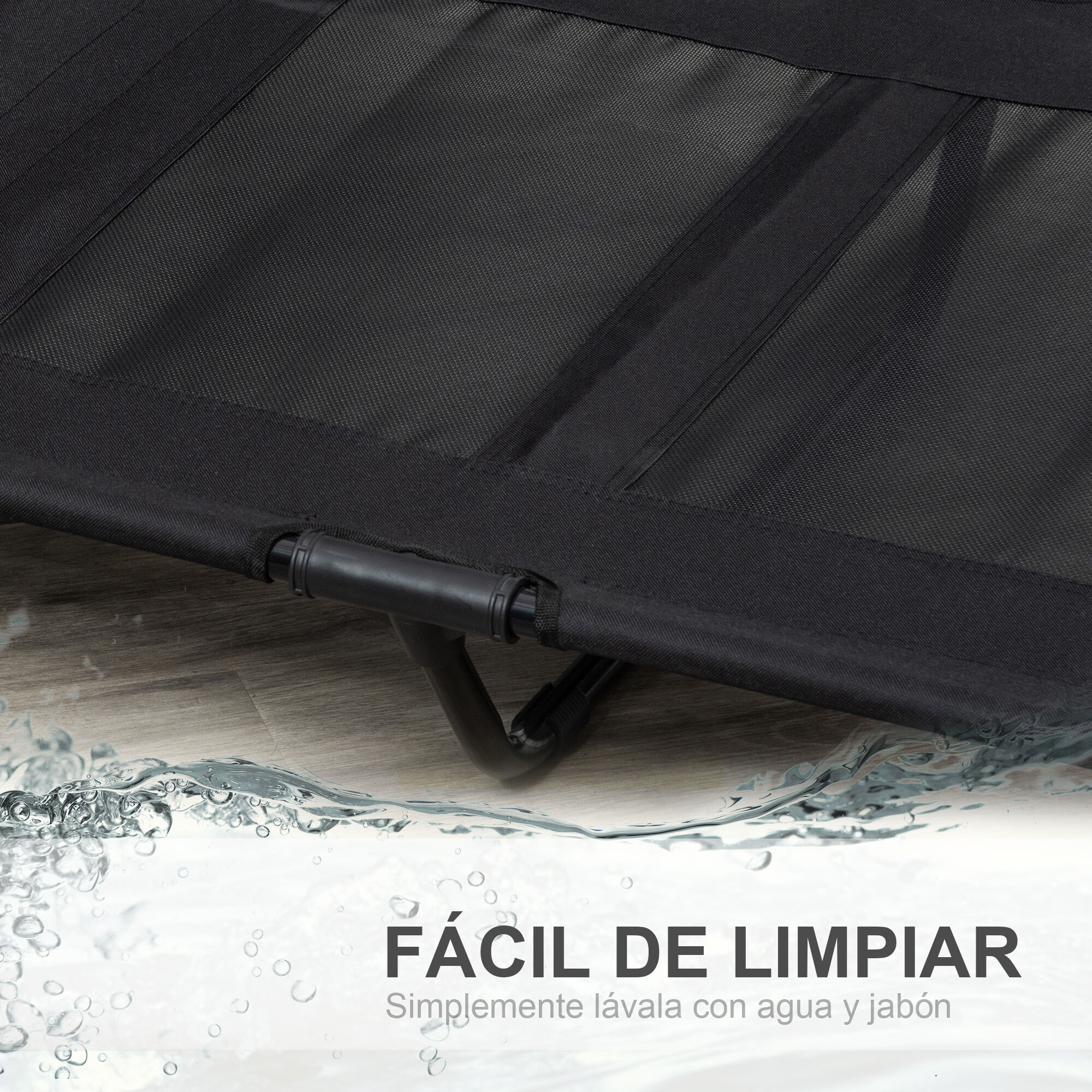 PawHut Cama Elevada para Perros Gatos Port&aacute;til Cama para Mascotas con Zona de Malla Transpirable y Tela Oxford para Interior Exterior 92x76x18 cm Negro, , large Imagen numero 5