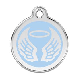 Red Dingo Placa identificativa Acero Inoxidable Esmalte Alas Angel Azul Claro para perros