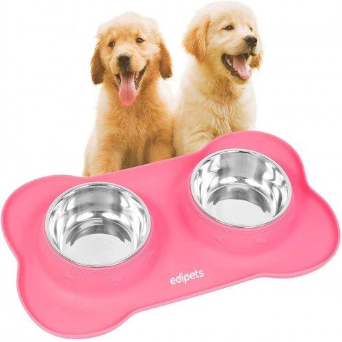 Edipets comedero de acero inoxidable rosa para perros, , large Imagen numero 1