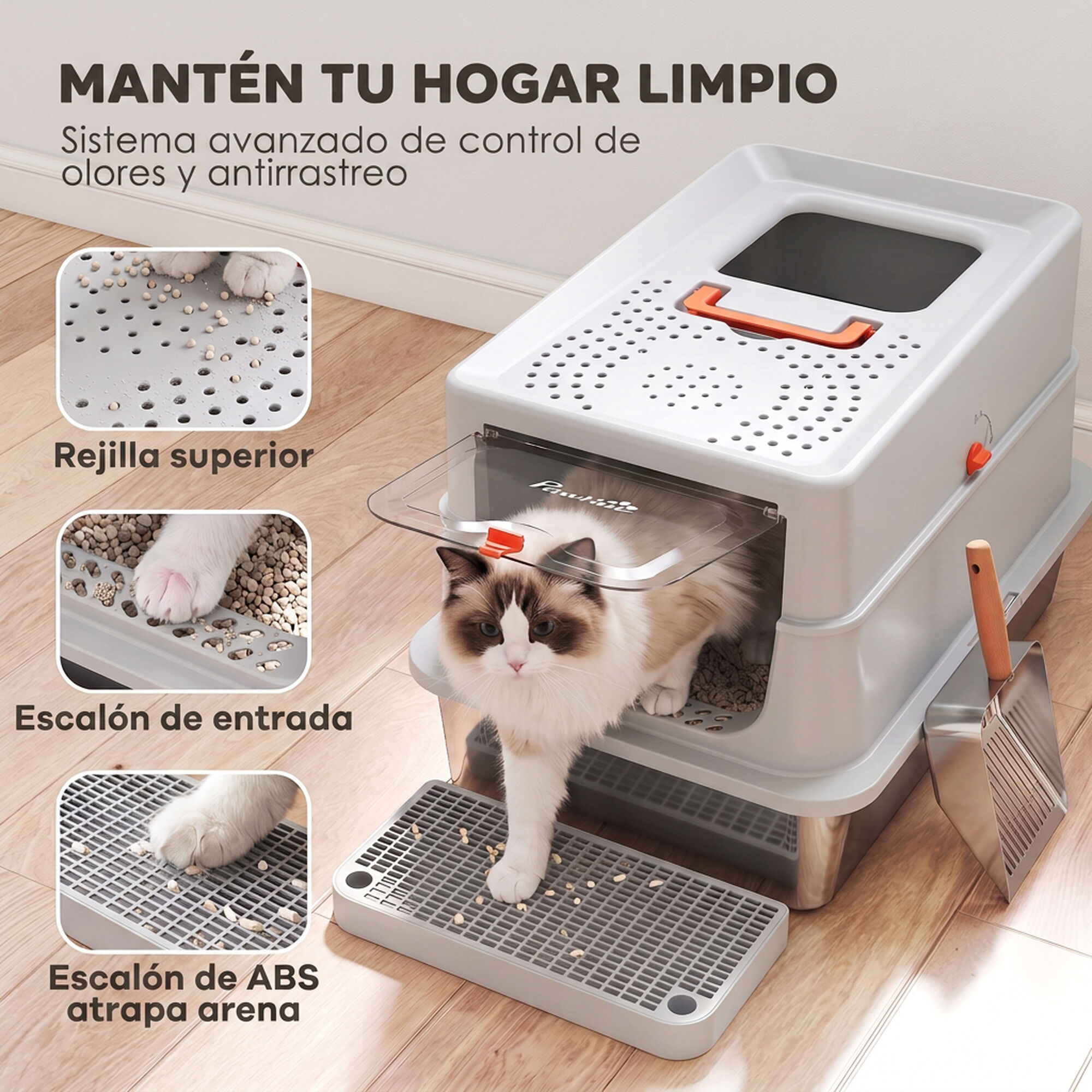 PawHut Arenero para Gato Gris claro, , large Imagen numero 4