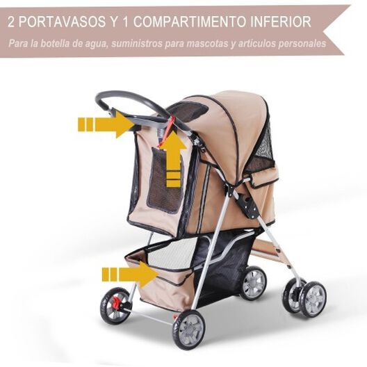 Cochecito plegable PawHut para mascotas color Café, , large image number null