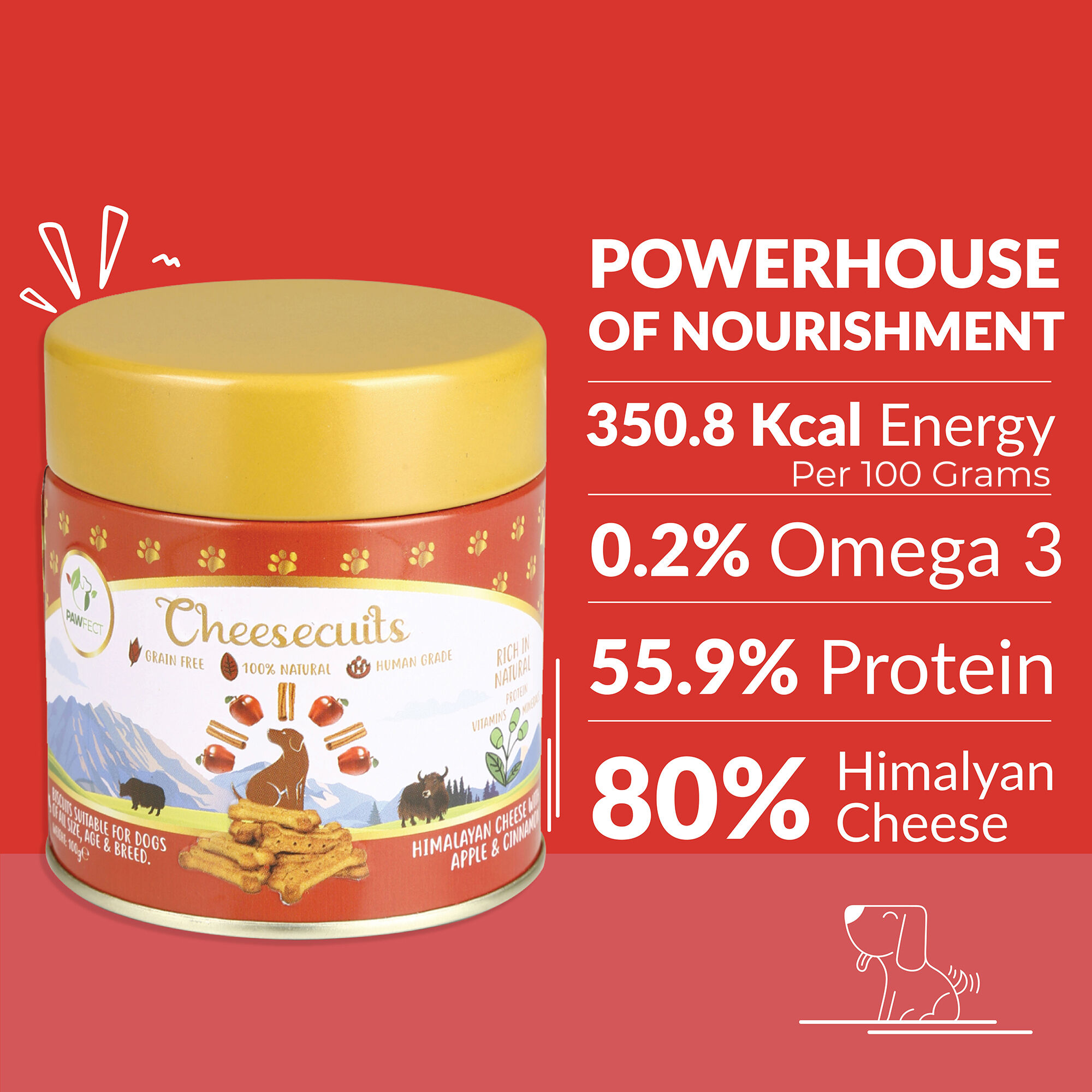 Galletas de queso para perros con manzana y canela - Cheesecuits (100 g/3,53 oz), , large Imagen numero 3