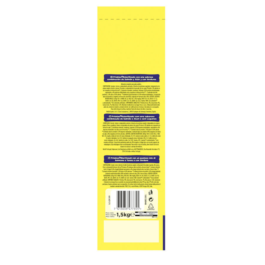 Purina Friskies Sterilized Pienso para gatos con salmón, atún y verduras thumbnail