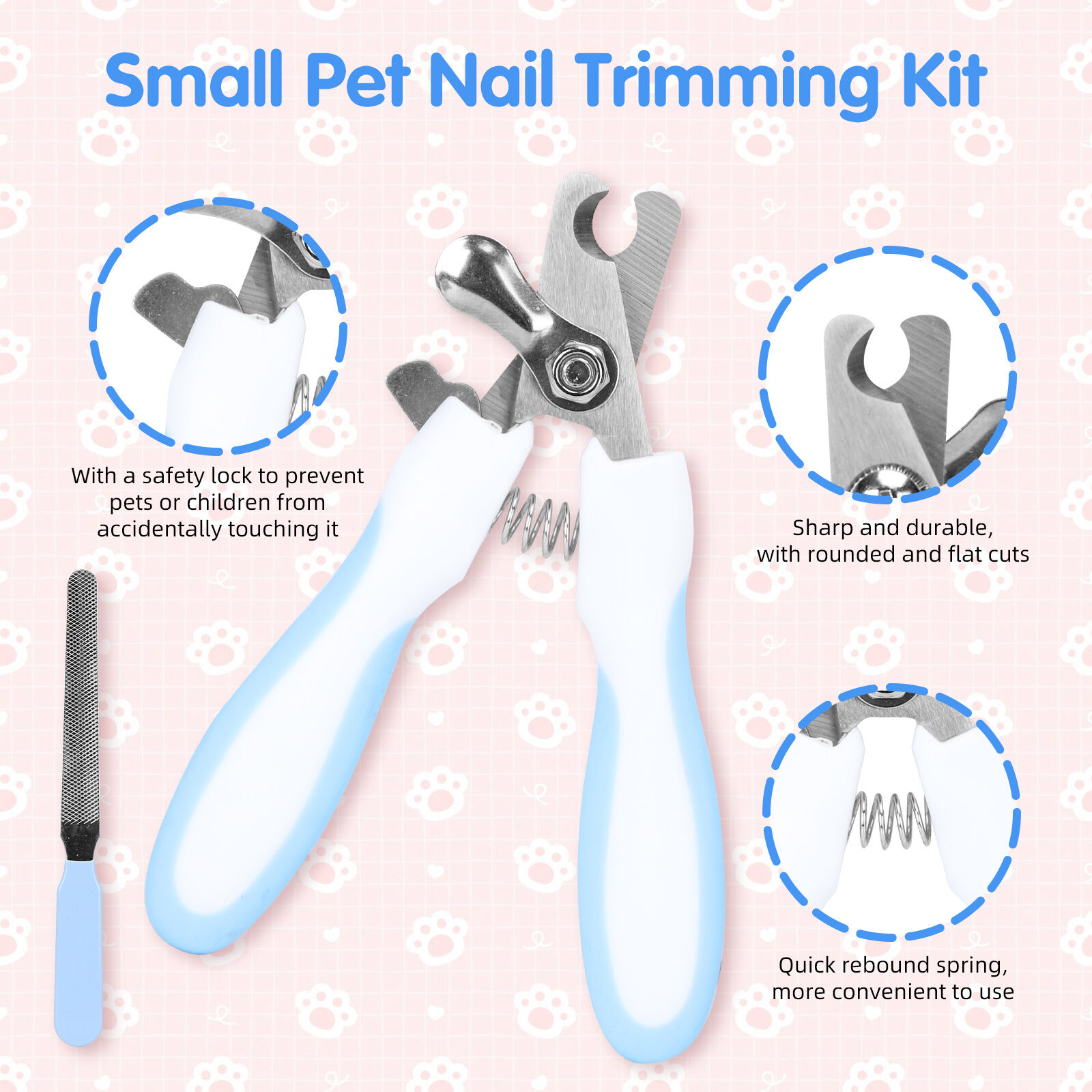 Nobleza Kit de Aseo para Conejos, Guante, Cepillo y Peine, Azul thumbnail