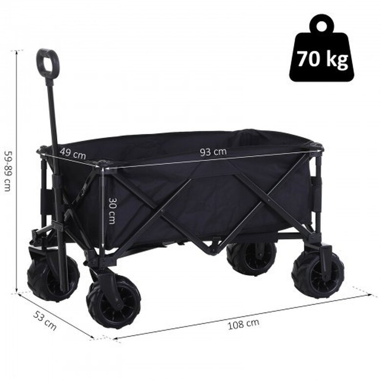Carro plegable Outsunny con asa telescópica color Negro, , large image number null