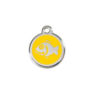 Red dingo Placa identificativa Acero Inoxidable Esmalte Pez Amarillo para gatos