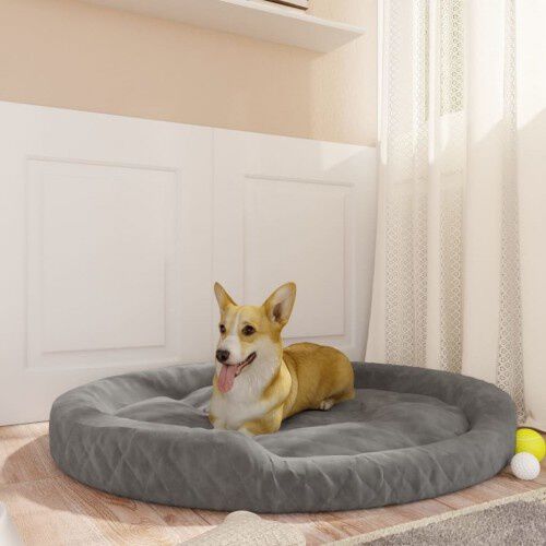 Vidaxl cama redonda acolchada gris claro para perros, , large Imagen numero 2