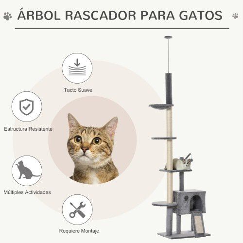PawHut &Aacute;rbol rascador PawHut para gatos color Gris, , large Imagen numero 4