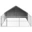 vidaXL Caseta perros exterior con corral 4x3x1,9 m acero galvanizado, , large indicador imagen numero 3