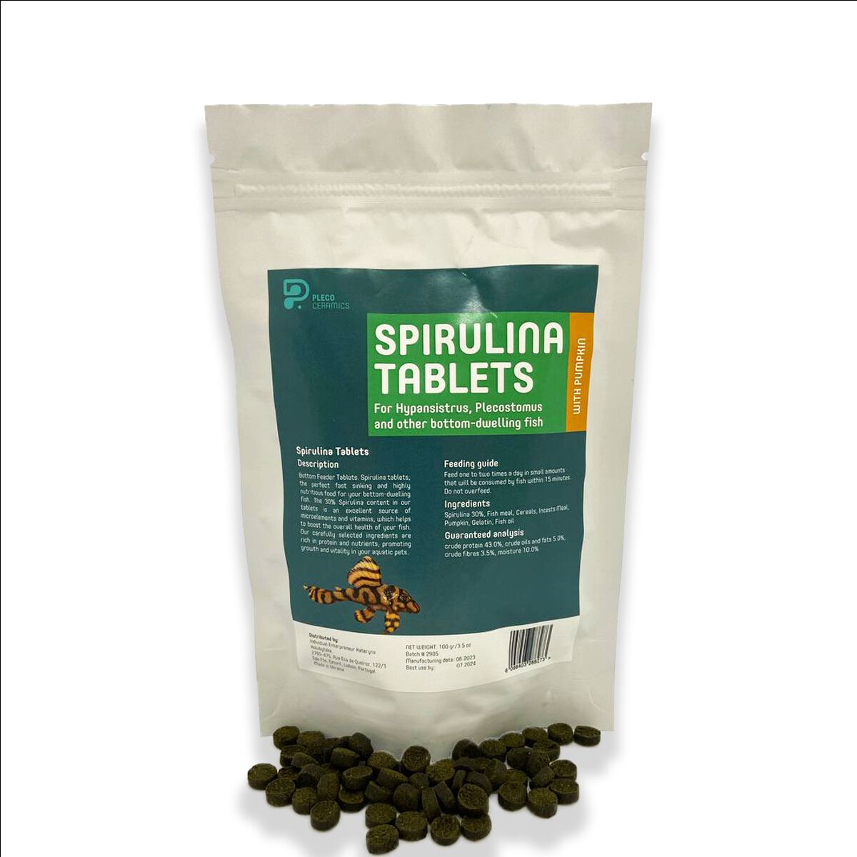 TM Plecoceramics Tabletas de Espirulina para peces