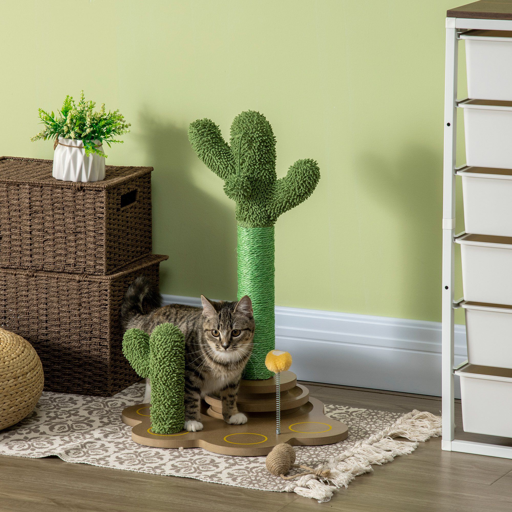 PawHut &Aacute;rbol Rascador para Gatos Peque&ntilde;os con Postes de Cactus verde, , large Imagen numero 2