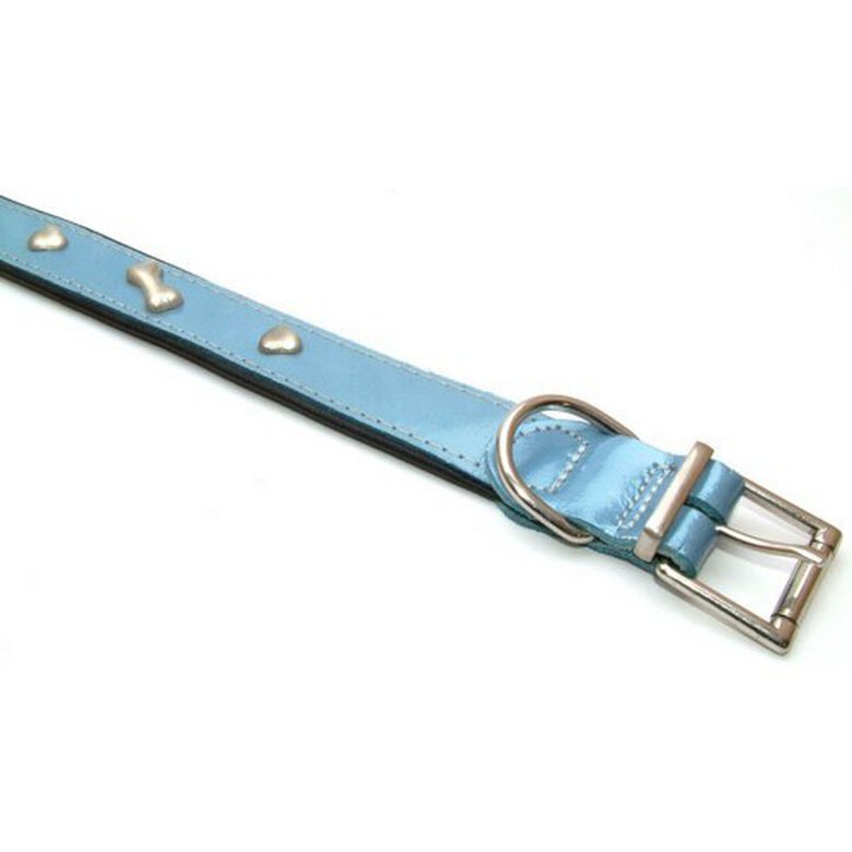 Collar de cuero diseño de huesos para perros color Azul Claro, , large image number null