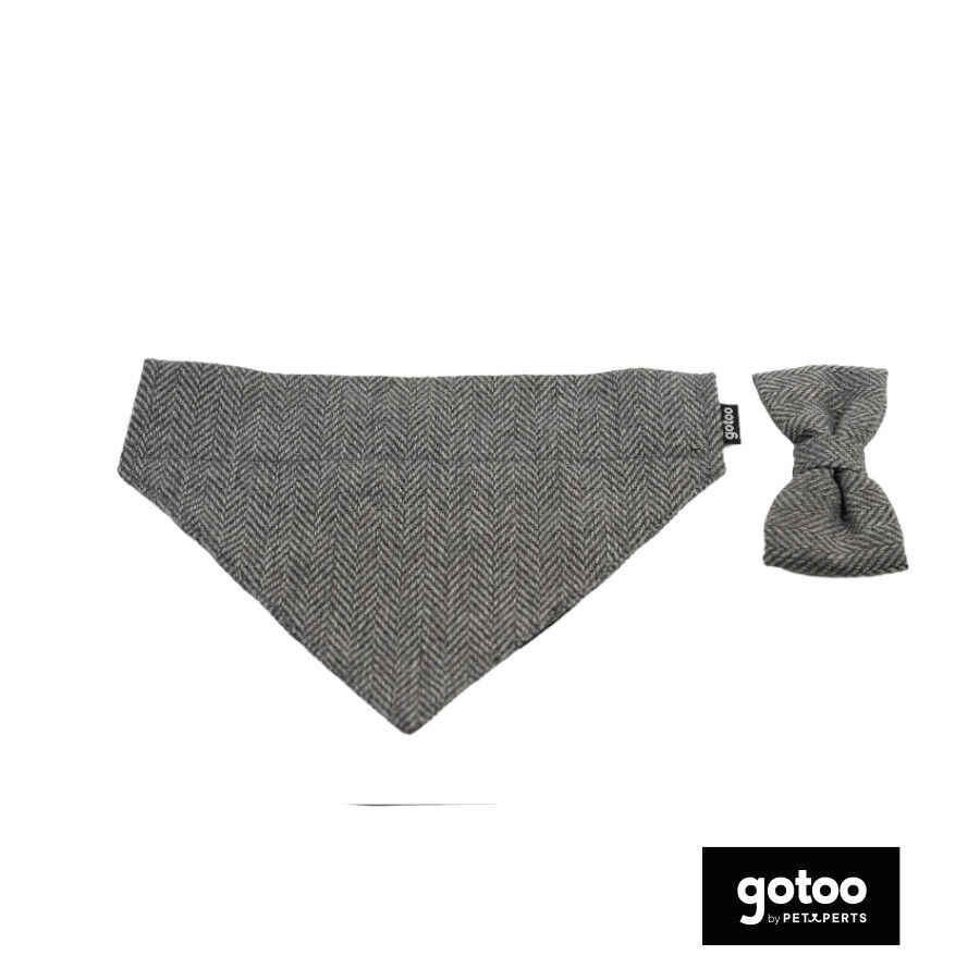 Gotoo Set Bandana y Pajarita espiga gris para perros, , large Imagen numero 2