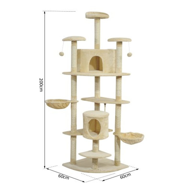 Rascador con nidos y plataformas PawHut color Beige, , large image number null