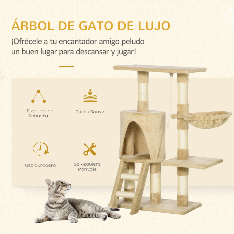 Pawhut árbol rascador con nido marrón para gatos thumbnail