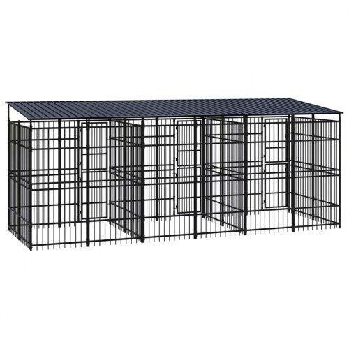 Vidaxl perrera de acero con bisagra y puerta para perros, , large Imagen numero 10