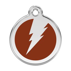 Red Dingo Placa identificativa Acero Inoxidable Esmalte Rayo Marron para perros