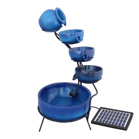 Monstershop Fuente De Agua Bebedero Con Energ&iacute;a Solar Azul para gatos