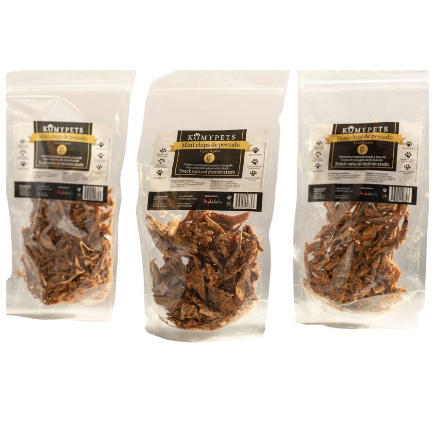 Snacks naturales de mini chips de pescado deshidratados Komypets, , large Imagen numero 1