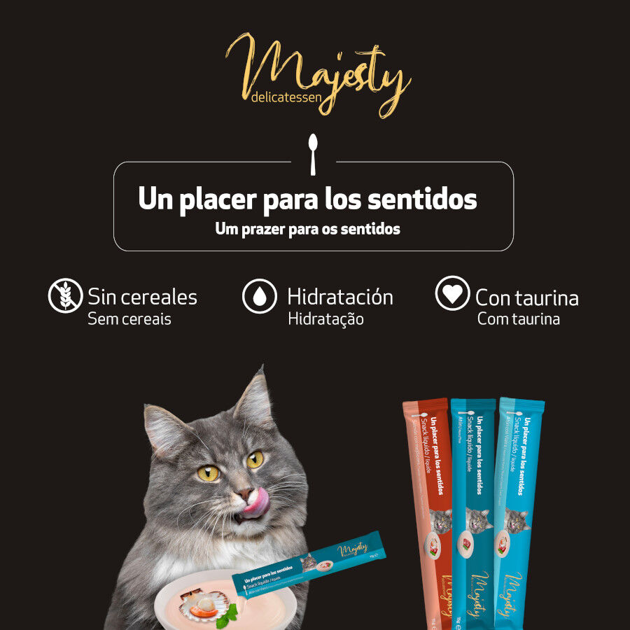 48 sobres x 15 g Majesty Mix Pescado snack l&iacute;quido para gatos, , large Imagen numero 4