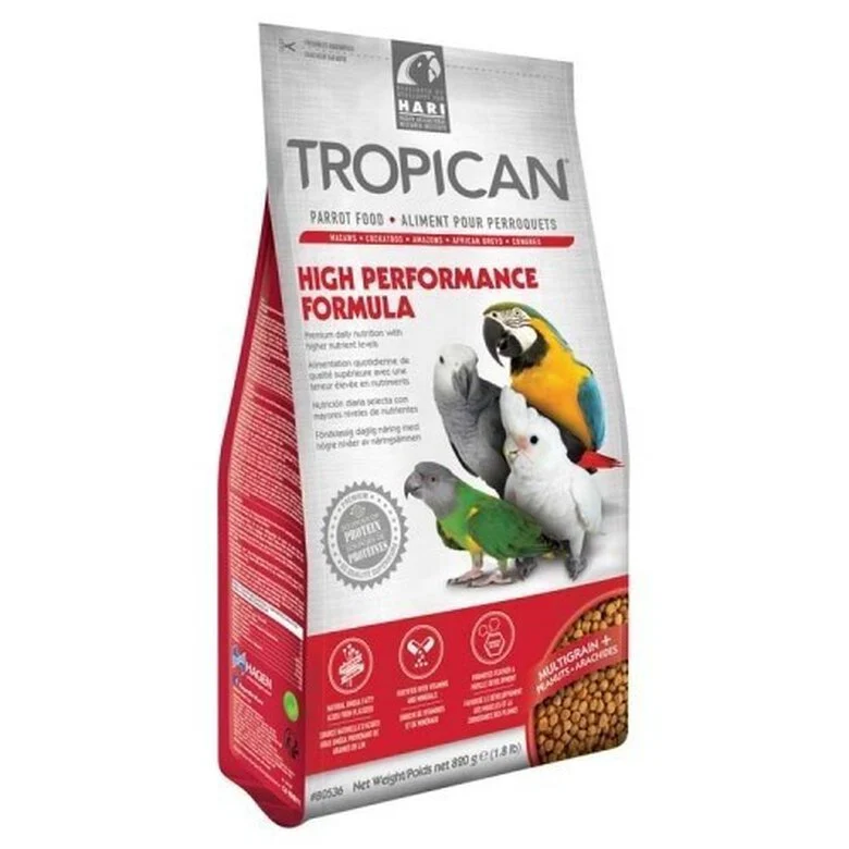 Alimentación Tropican High Performance para loros sabor Natural