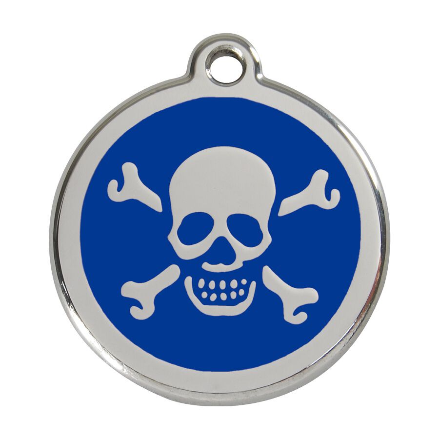 Placa identificativa Acero Inoxidable Esmalte Cruz Hueso Azul para perros, , large Imagen numero 1