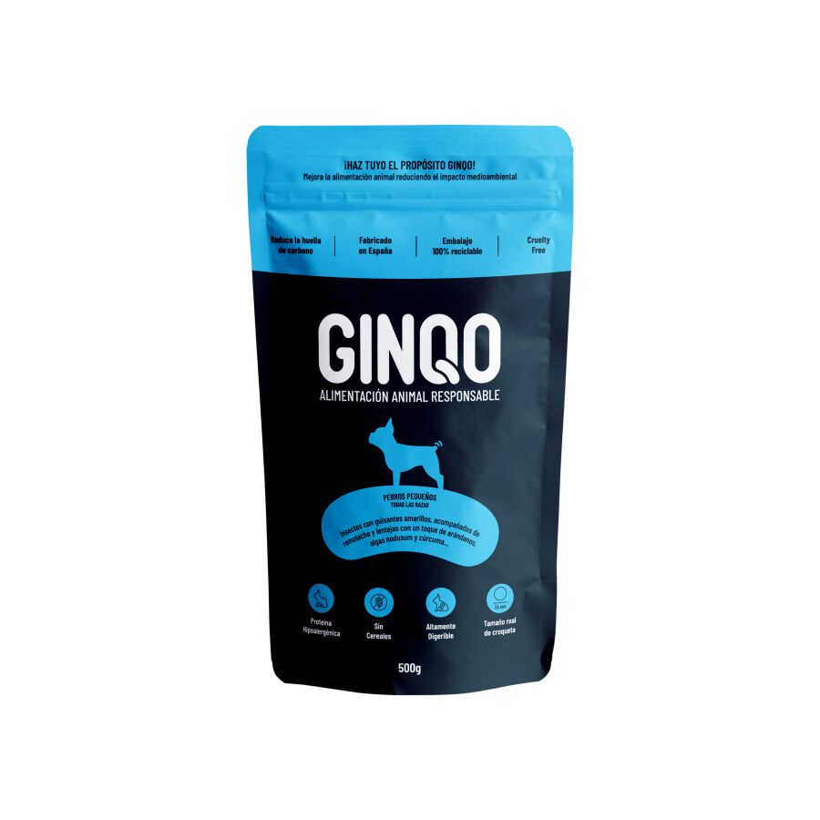 GINQO PERROS PEQUE&Ntilde;OS: HYPOALERG&Eacute;NICO, GRAIN FREE Y SOSTENIBLE. HECHO CON PROTEINA DE INSECTOS, , large Imagen numero 1