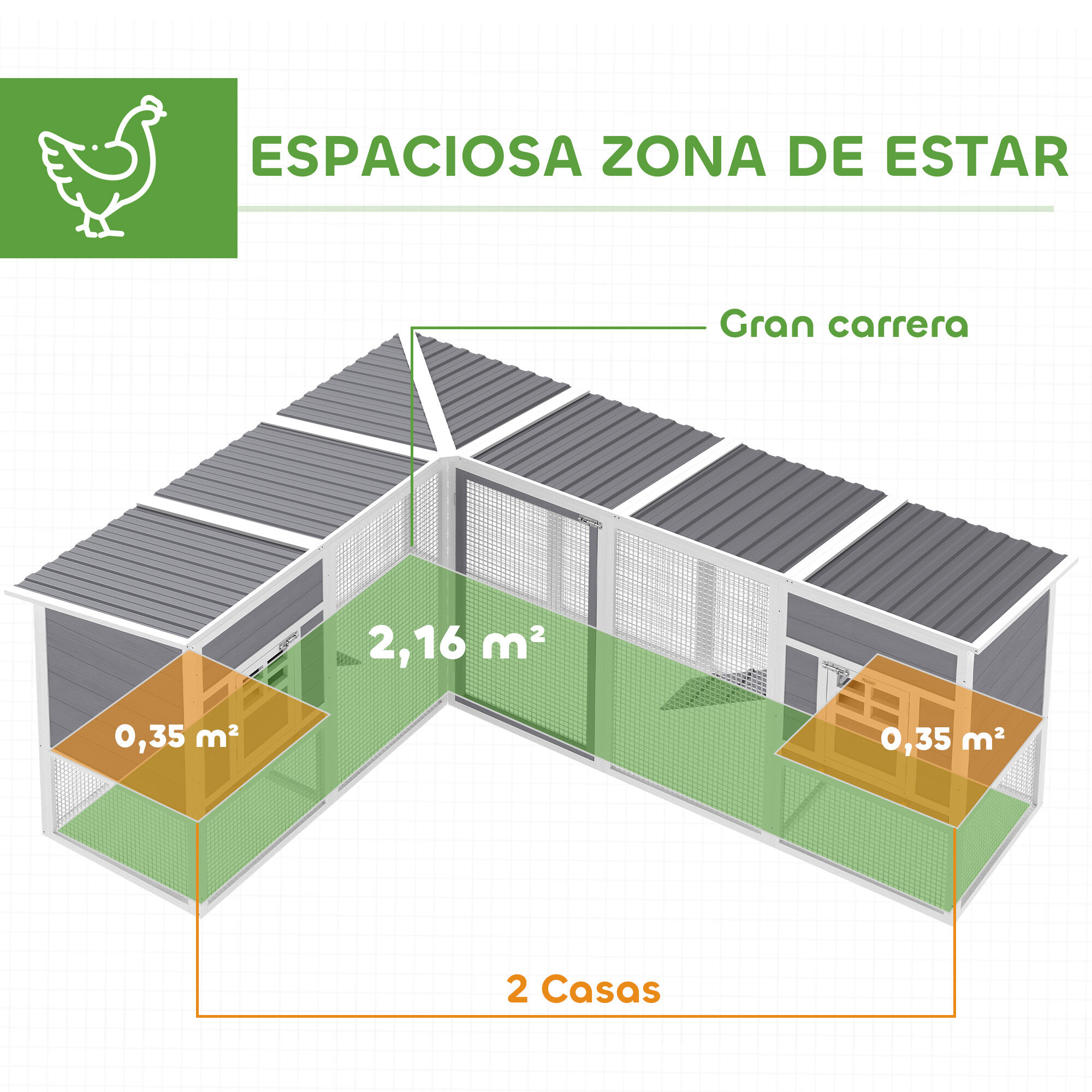 PawHut Gallinero Gris, , large Imagen numero 5
