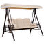Outsunny Columpio Balancín de Jardín de 3 Plazas con Techo Parasol 2 Cojines Bandeja para Bebidas y Marco de Metal para Terraza Balcón Exterior Carga Max. 360 kg 207x120,5x174 cm Beige, , large indicador imagen numero 1