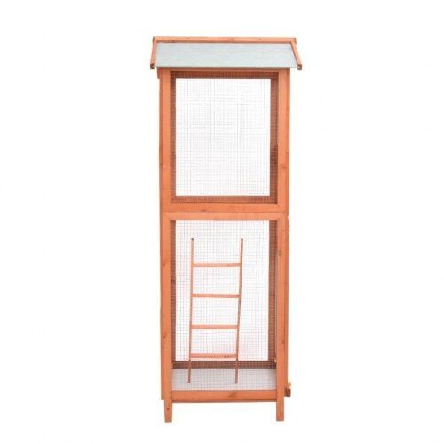 Vidaxl jaula con puerta frontal de madera maciza para pájaros thumbnail