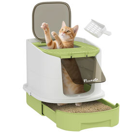 PawHut Arenero para Gatos Blanco y Verde