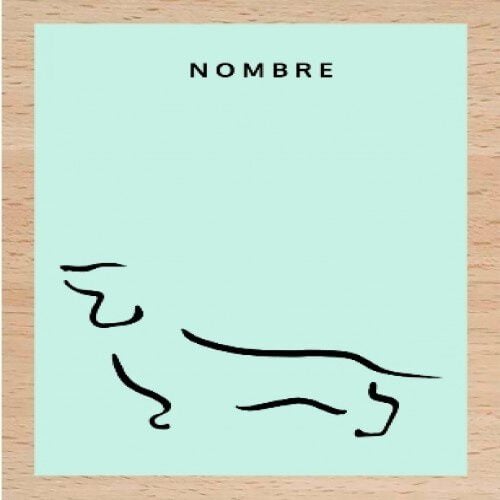 Ilustración de Teckel A4 con marco de madera color Mint