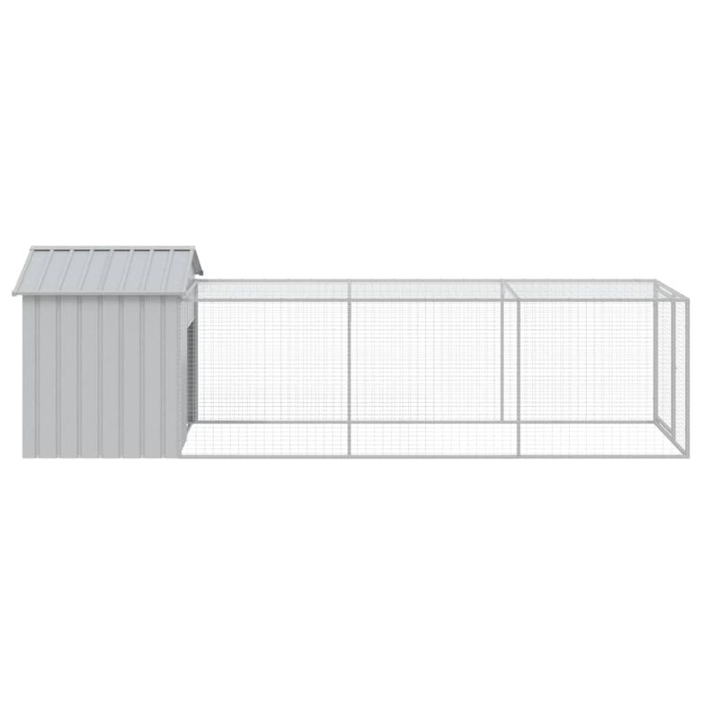 vidaXL Gallinero con corral acero galvanizado gris claro para gallina thumbnail