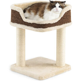 COSTWAY &Aacute;rbol Rascador Compacto para Gatos, Altura 50 cm, Torre de Sisal Natural Alfombrado con Plataforma Felpa y Poste de Rascado, Torre para Rascar, Relajarse y Dormir (Beige)