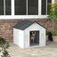 PawHut Caseta para Perros 65x75,7x63 cm Casa para Perros con Patrón de Ventana y Techo de Tejas de Imitación para Perros Medianos Gris y Blanco, , large indicador imagen numero 7