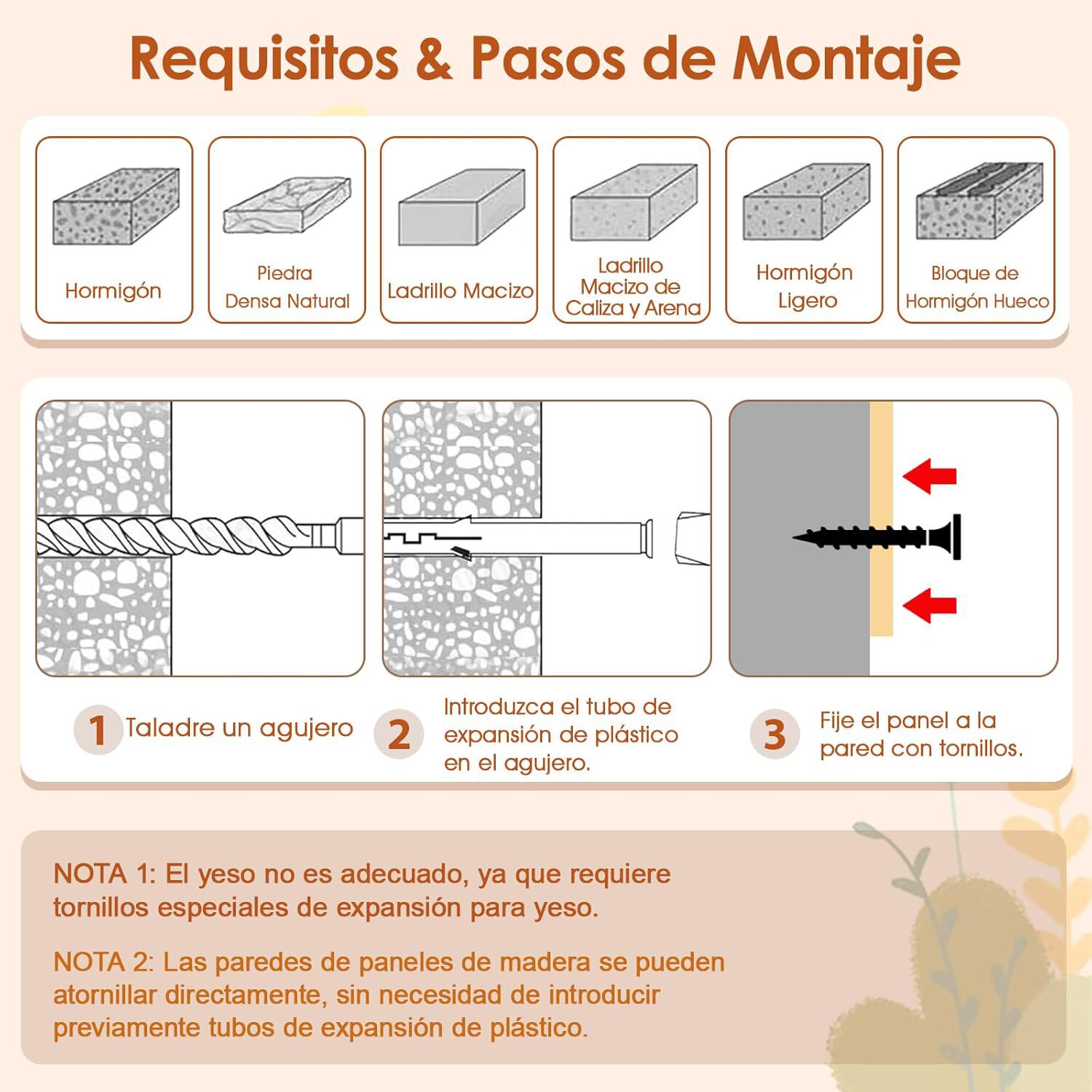 COSTWAY Juego de Muebles de Pared para Gatos de 6 Piezas, Estantes con Hamaca, Cuenco, Árbol de 3 Escalones y Postes Rascadores, Parque para Gatitos de Interior, Natural thumbnail