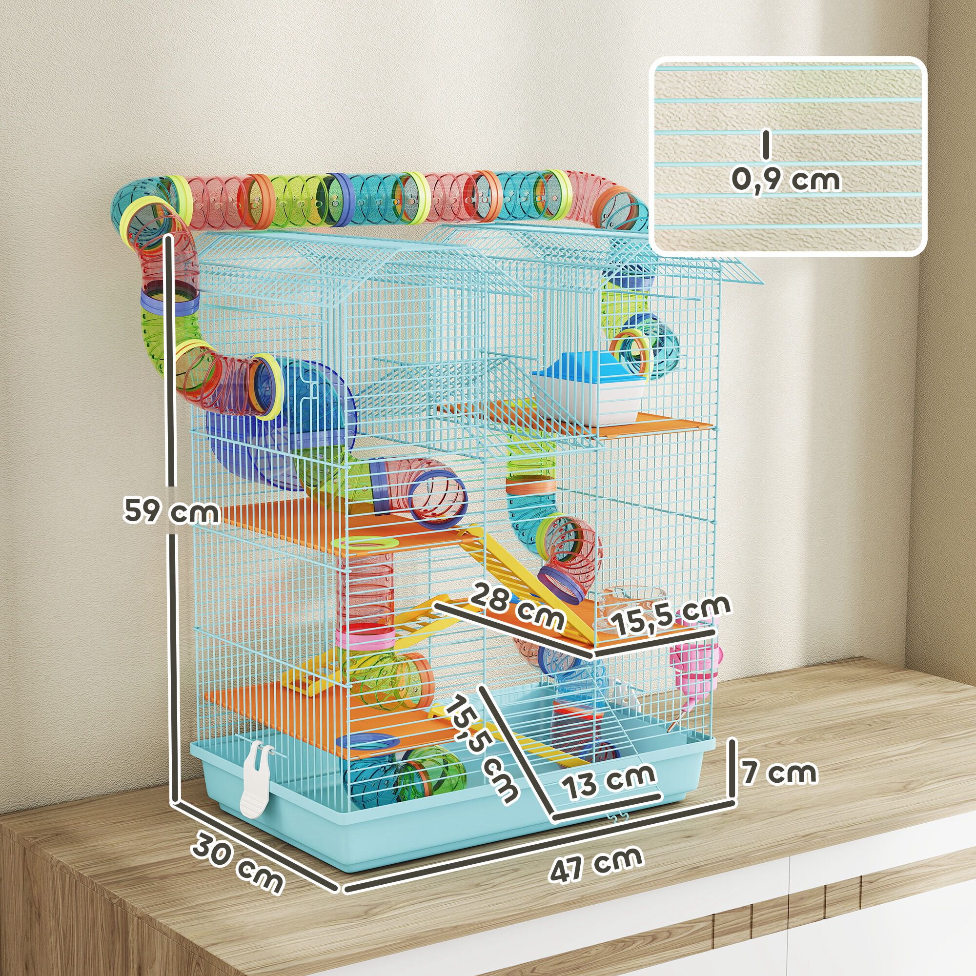 PawHut Jaula para Hámster Azul Claro thumbnail