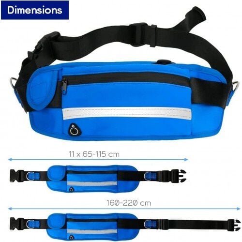 Edipets correa canicross reflectante manos libres con riñonera azul celeste para perros thumbnail