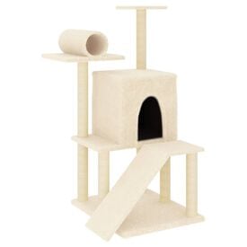 VidaXL Rascador con postes de sisal crema para gatos