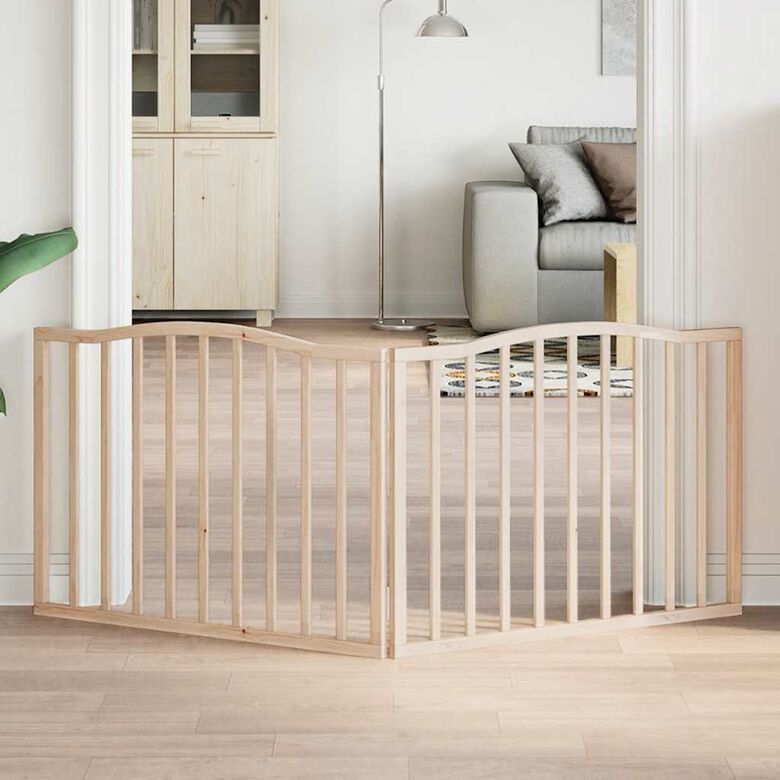 VidaXL Puerta Plegable Madera para Perros plegable 2 paneles madera de álamo 160 cm thumbnail