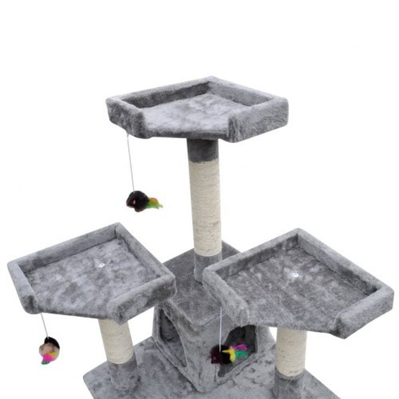 Rascador poste con 2 casas para gatos color Gris, , large image number null