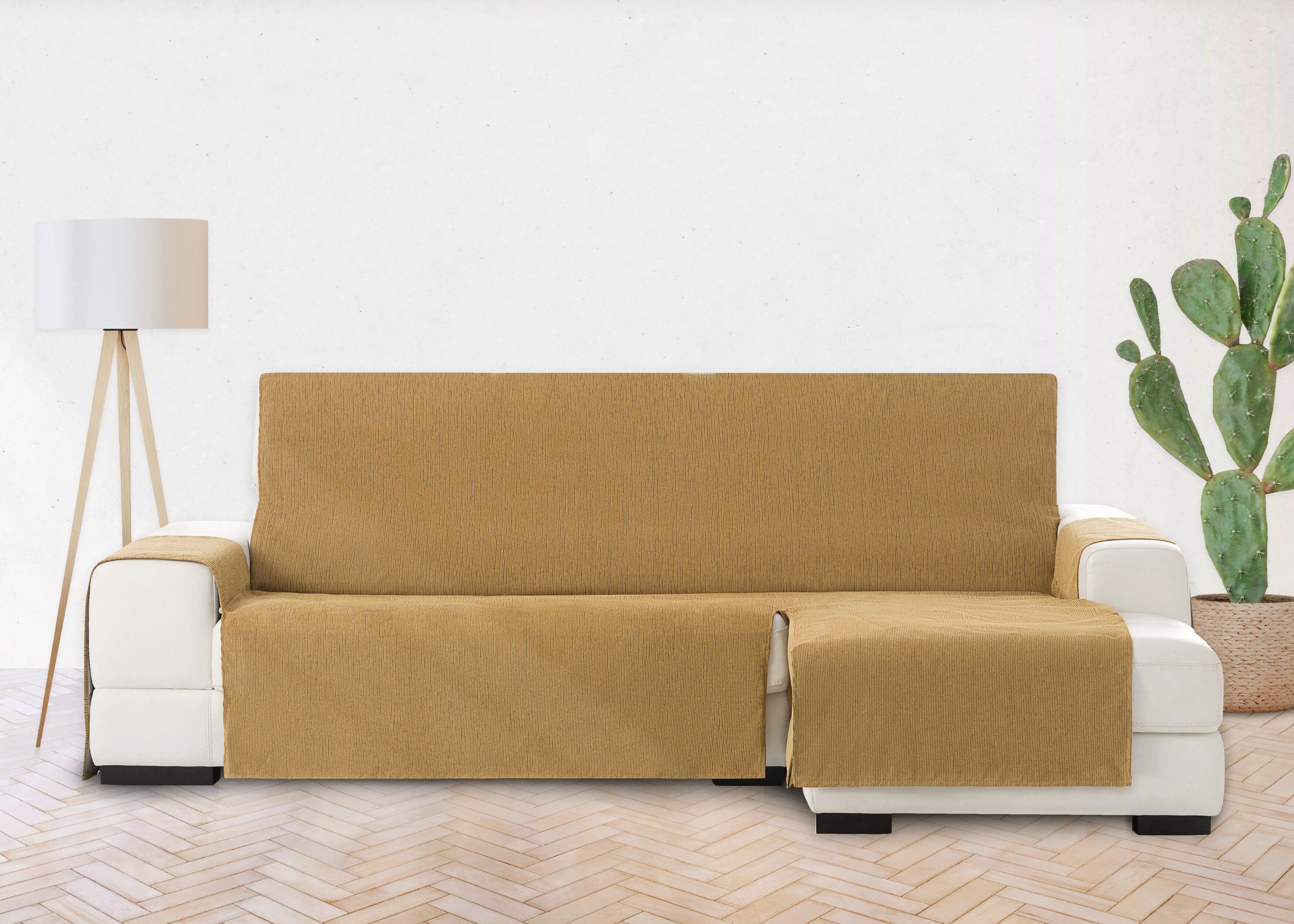 Vipalia Protector Funda Chaise Longue Lisa. Cubresofa Chenilla. Dise&ntilde;o Elite. Color Ocre. Chaise Corto Derecha, , large Imagen numero 3
