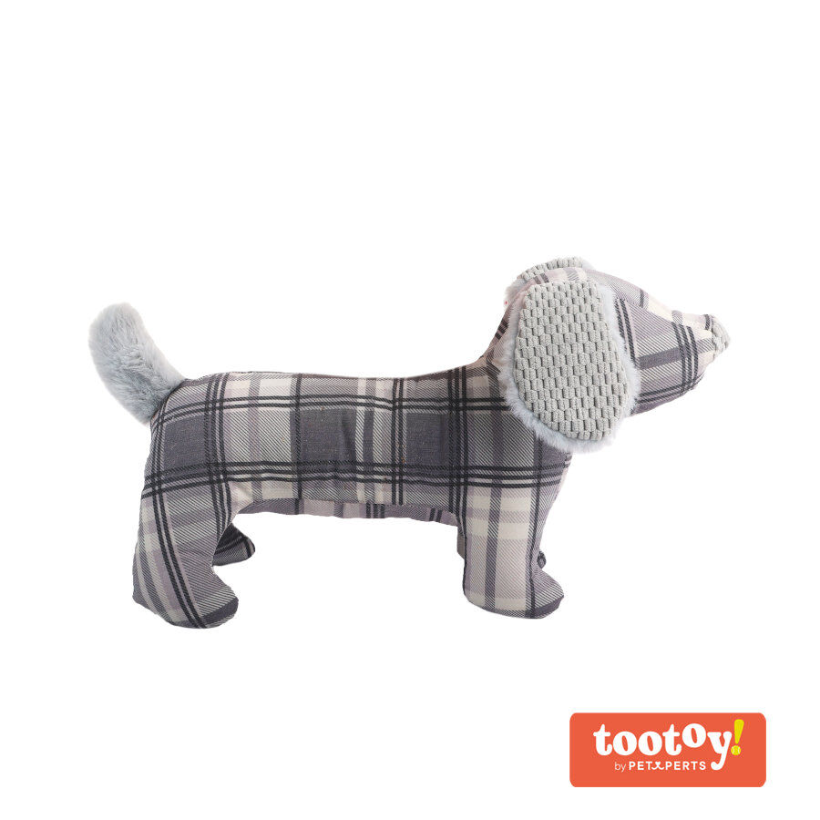 Tootoy! Tartan Dog Cuddler Grey Peluche para perros salchicha thumbnail