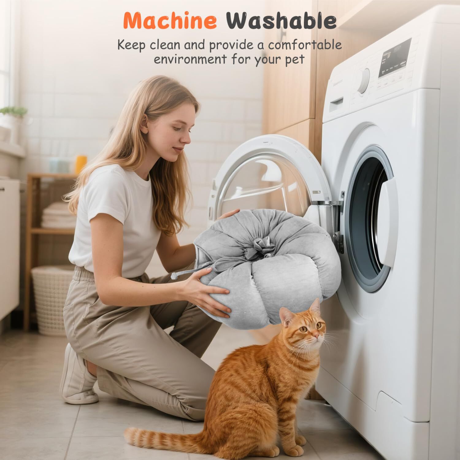 Nobleza Cama Tienda para Gatos 2 en 1, Convertible Cerrada o Abierta, Cueva Mediana Lavable, Casa para Mascotas Interior, , large Imagen numero 4