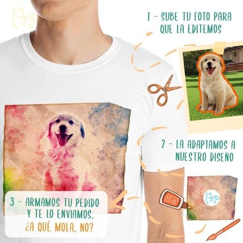 Mascochula camiseta hombre lienzo personalizada con tu mascota negro thumbnail