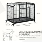 Jaula PawHut de Metal para Perros Plegable con Ruedas y color Gris, , large image number null