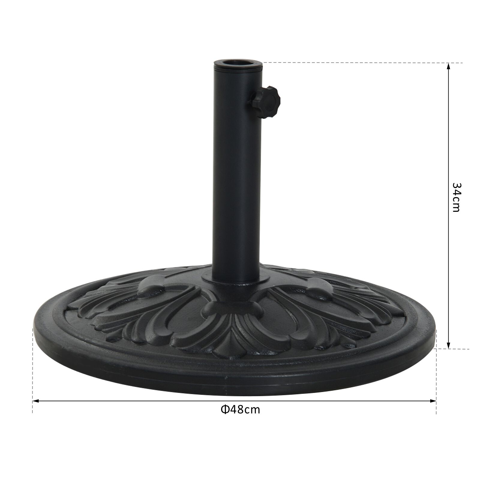 Outsunny Base de Sombrilla Peso 13 kg Soporte para Parasol Redondo de HDPE y Cemento para Poste de Paraguas de &Oslash;35/38/48 mm para Terraza Patio Jard&iacute;n Playa &Oslash;48x34 cm Negro, , large Imagen numero 3
