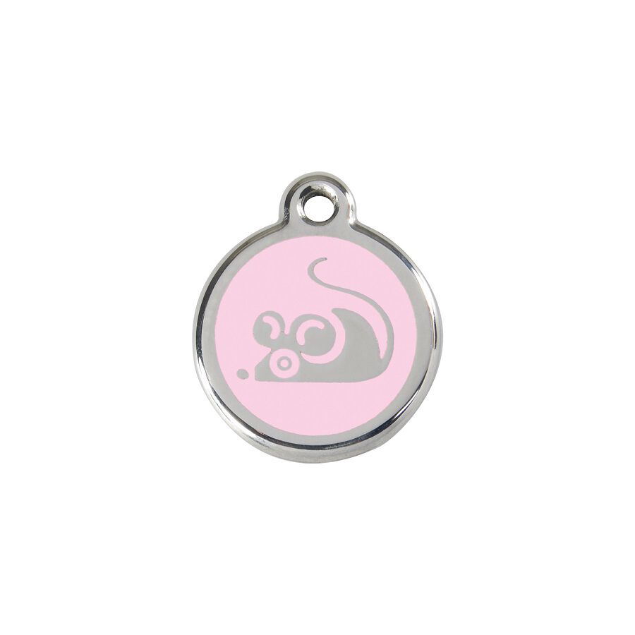 Placa identificativa Acero Inoxidable Esmalte Rat&oacute;n Rosa para gatos, , large Imagen numero 1