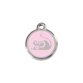 Red Dingo Placa identificativa Acero Inoxidable Esmalte Ratón Rosa para gatos